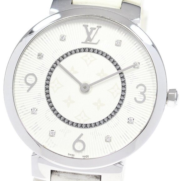 LOUIS VUITTON Tanbur slim Q1E01 8P diamond Silver Dial Quartz Men's Watch_868890 - Picture 1 of 12
